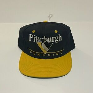 Vintage 1990s Pittsburgh Penguins Twins Enterprise Inc Hat One Size New No Tags